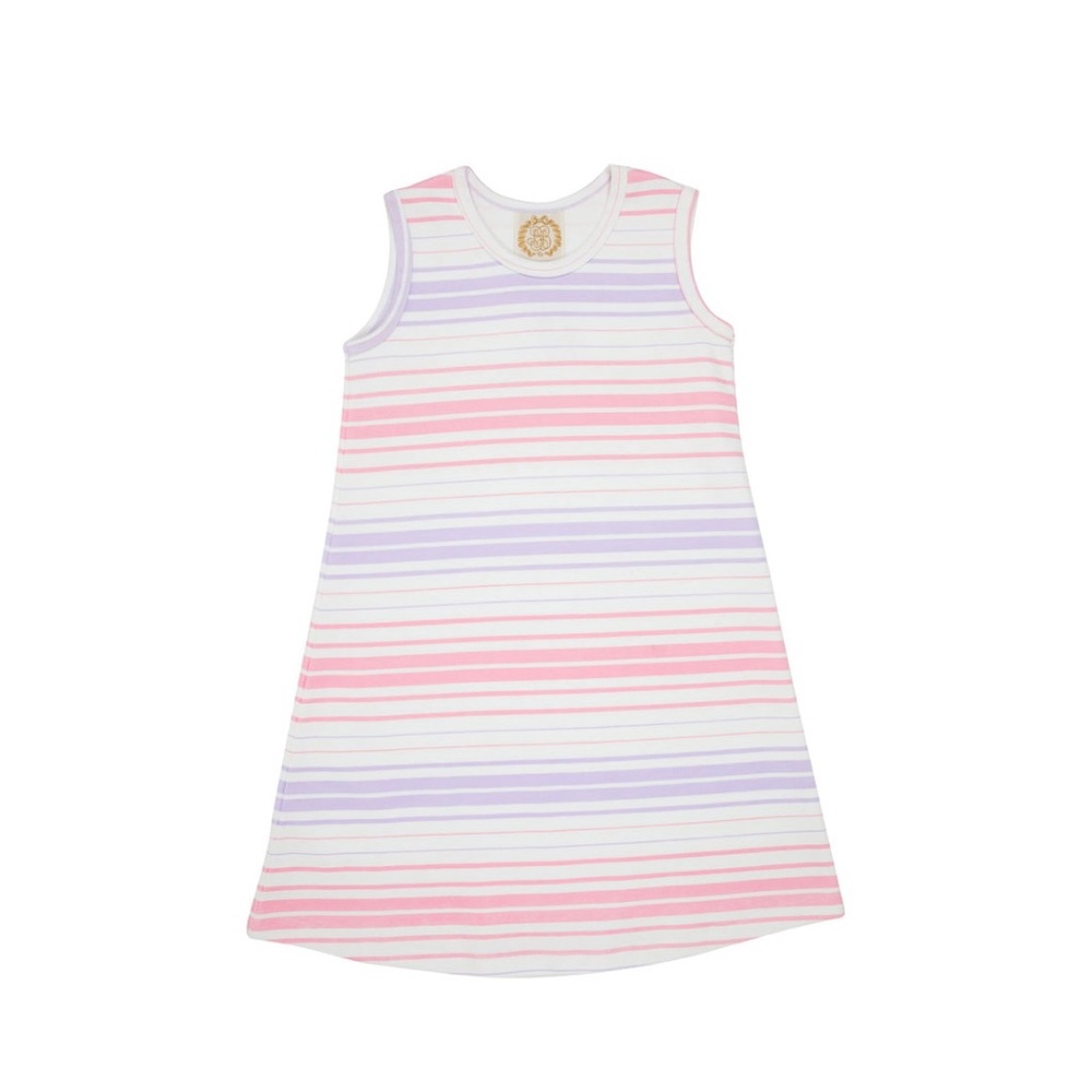 The Beaufort Bonnet Company Pink and Lavender Striped Sleeveless Girls Dress